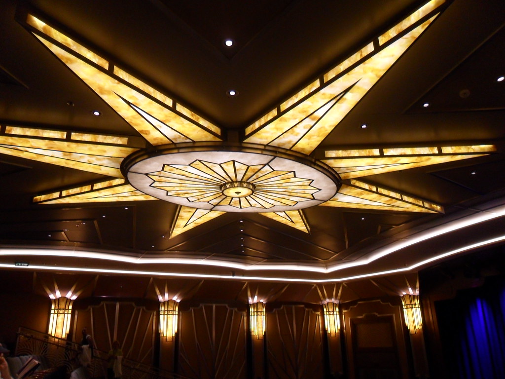 Art Deco star-shaped ceiling light inside the Buena Vista Theatre on Disney Fantasy