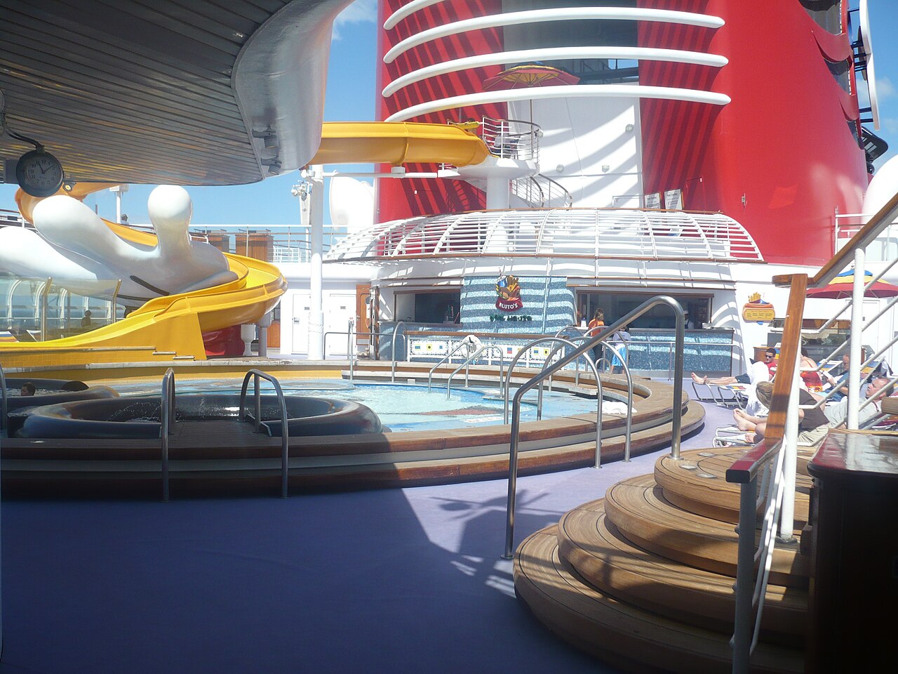 Children's water-play area and slide aboard Disney Magic
